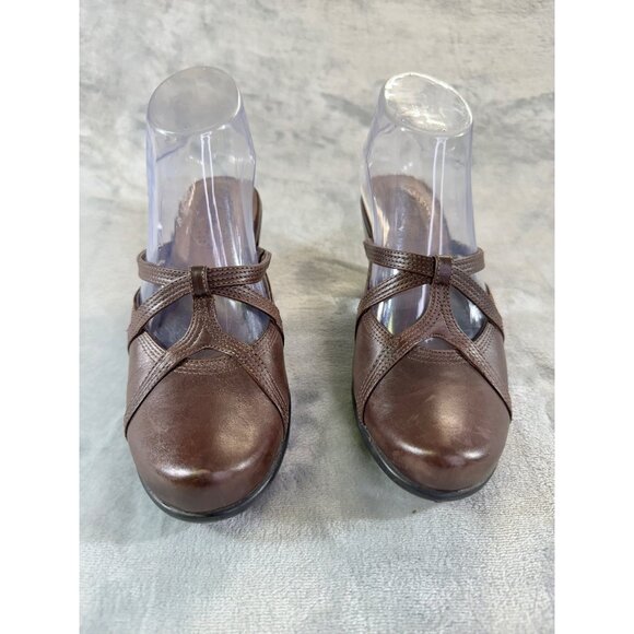 Clarks womens shoes size 7M brown leather strappy mules - Picture 15 of 16